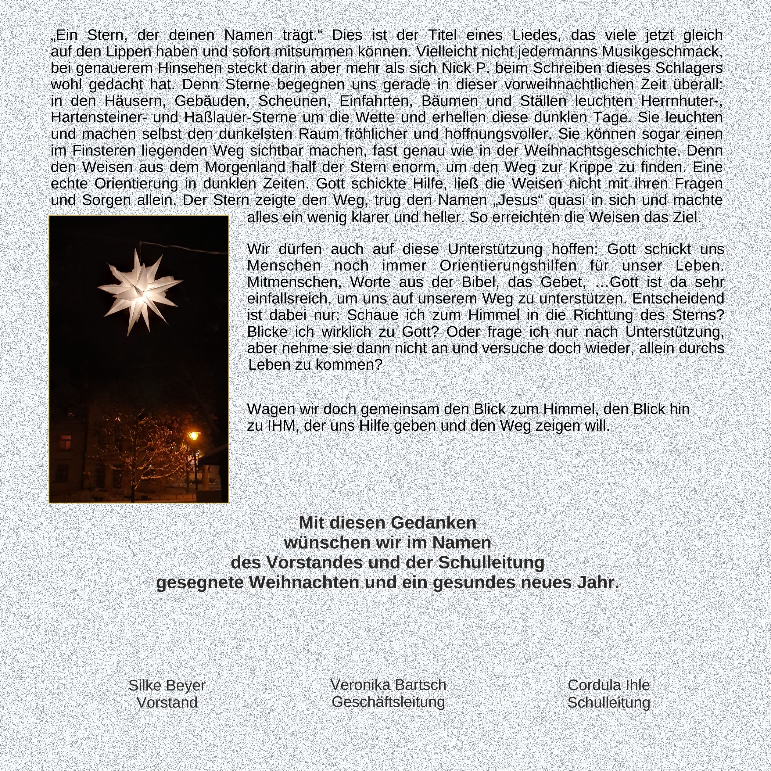 Weihnachtskarte 2025 Homepage innen